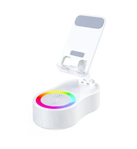 5 in 1 Induction Speaker Cell Phone Holder Stand with LED Light  Adjustable Tablet Bracket Support Portable Wireless
