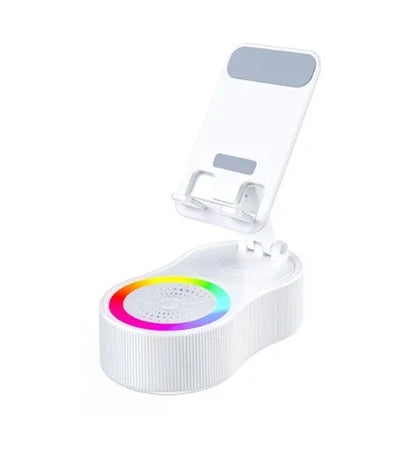 5 in 1 Induction Speaker Cell Phone Holder Stand with LED Light  Adjustable Tablet Bracket Support Portable Wireless